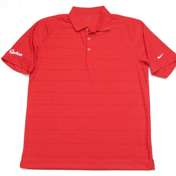 NIKE Golf Fit Dry Textured Stripe Red Shirt Medium - Picture 1 of 6